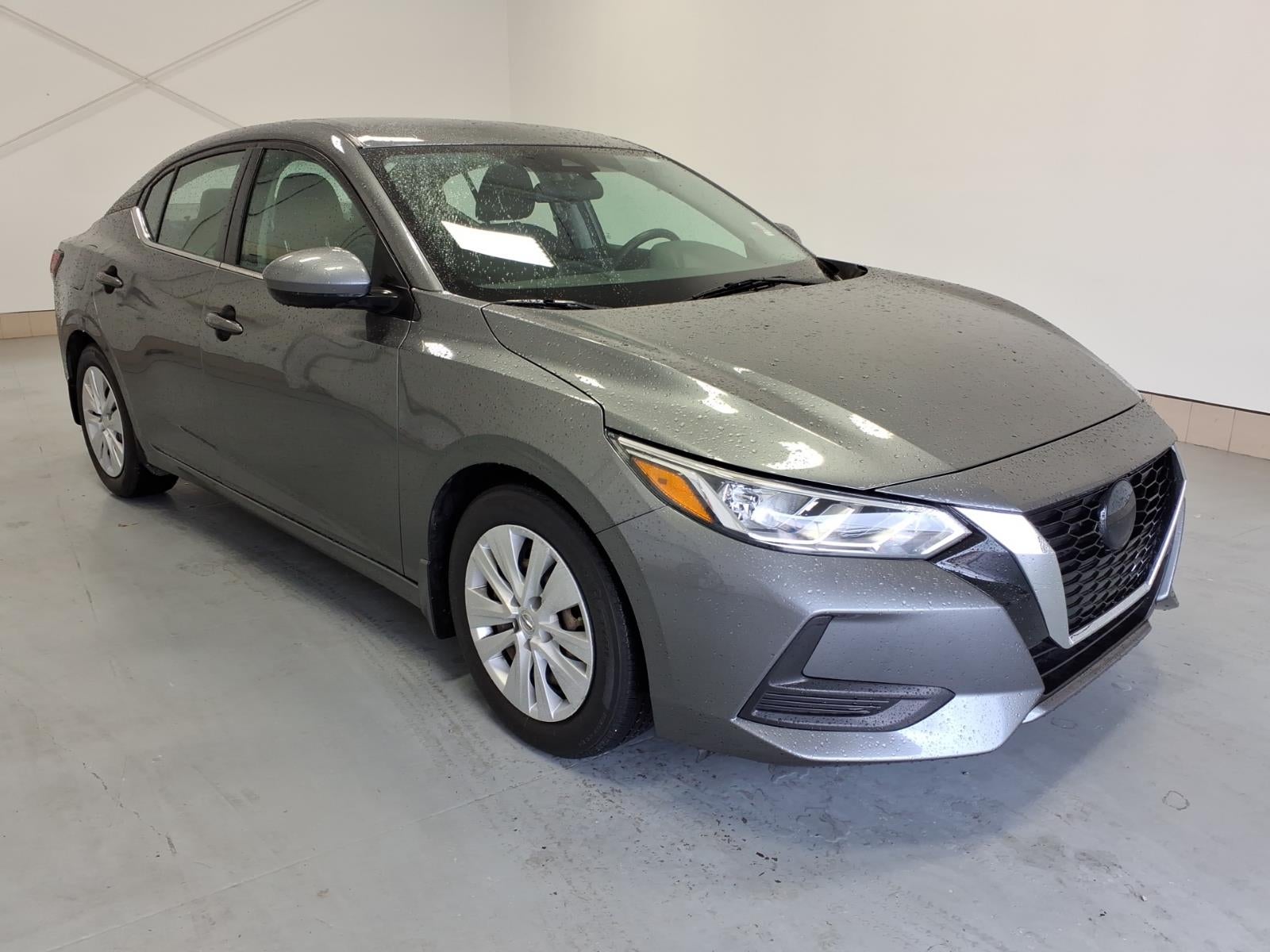 2022 Nissan Sentra S in Gun Metallic (Kad) — front three-quarter view