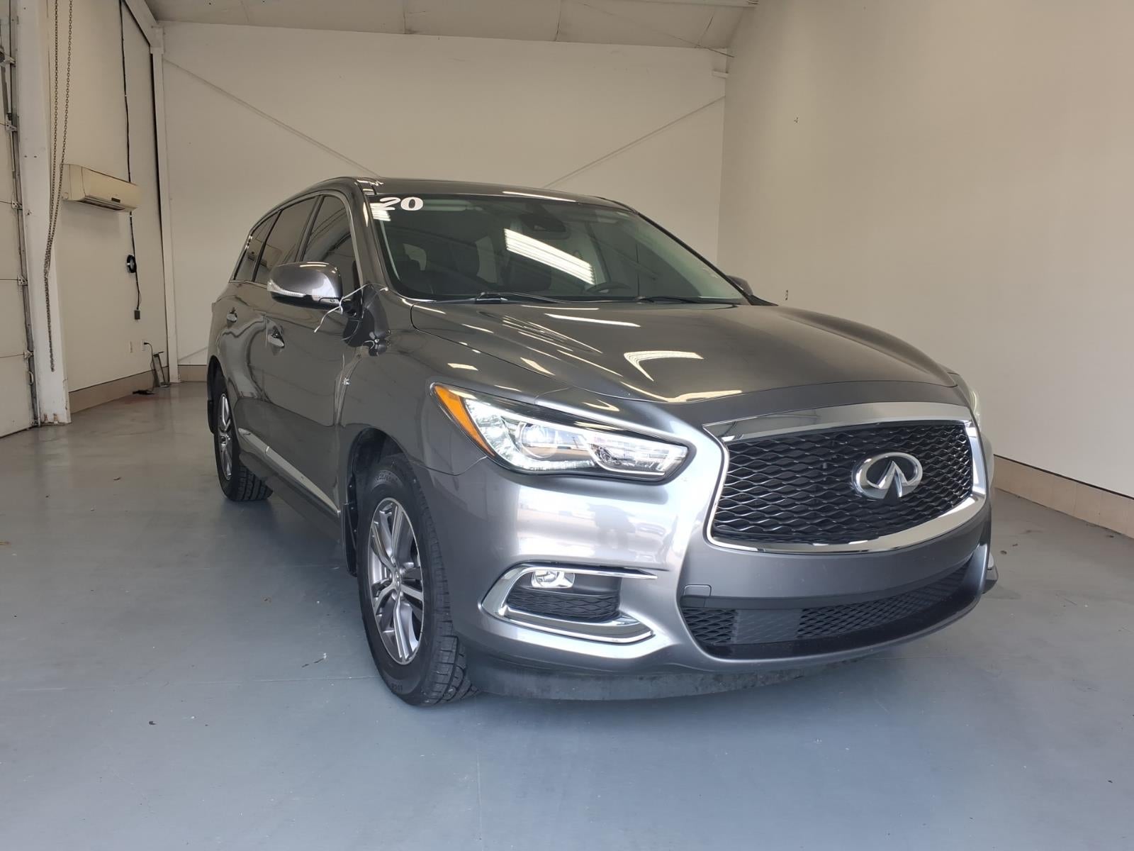 2020 INFINITI QX60 Pure in Graphite Shadow (Kad) — front three-quarter view